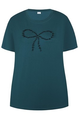 T-Shirt grün Damen Perlenverzierung Ze-Ze nordic modisch