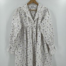 Vintage 1980s Robe Womens 2X White Floral Maxi Cottagecore Eyelet Lace Victorian