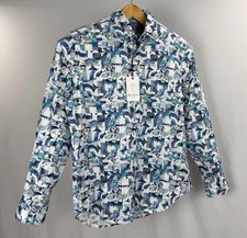 Robert Graham Button-Up Shirt Mens Medium Floral Art Colorful Vibrant Flip Cuff
