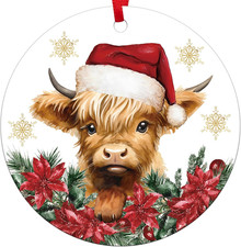 Highland Cow Christmas Ornament Double Sided Printing Acrylic Xmas Keepsake Deco