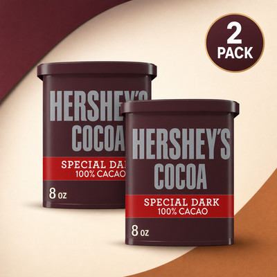 HERSHEY'S Special Dark Dutched Cocoa Powder 100% Cacao 8 oz Cans 2-Pack