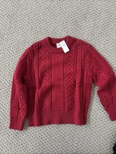 Gap Kids Boy's Classic Cable Knit Sweater Christmas Red Sz S 6-7 , M 8 ,L 10