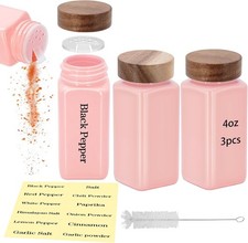 3Pcs 4 oz Square Glass Spice Jars with Label,...
