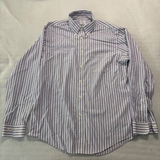 Brooks Brothers Regent Shirt Men's Large Purple White Striped Button Down