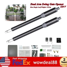 Electric Arm Dual Swing Gate Opener Automatic Heavy Duty Kit w/ Remote 650lbs