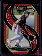 2025 Panini Select Wyatt Sanford Premier Maroon Prizm #/149 Pirates