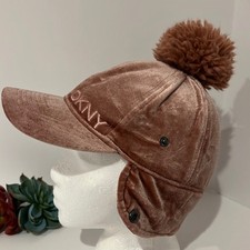 DKNY Girls Rose Velour Pom Pom Winter Cap Size O/S - 7/16