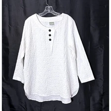 Niche Nilgun Crinkle Tunic Top Womens Large Lagenlook Minimalist Boho Coastal