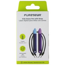 PureGear Kids Stylus Pen with Strap and Anti-Scratch Tips - Blue/Purple 2 Pack 