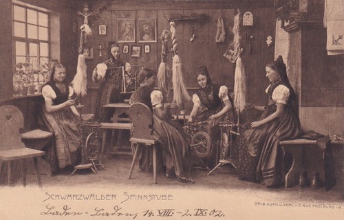 17706-GERMANY, USAGES AND COSTUMES, SPINNING, Schwarzwälder Spinnstube, EARLY '900