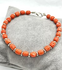 Bracciale in argento 925 con corallo rosso mediterraneo naturale 5/6 mm