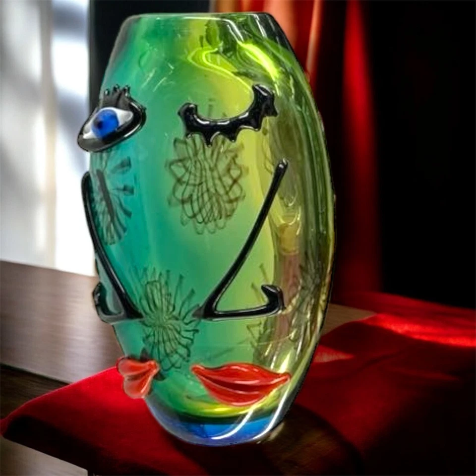 МУРАНСКИЙ СТИЛЬ стеклянная ваза фигурка абстрактный декор искусства бюст выдувной цветной редкая - Изображение 3 из 4