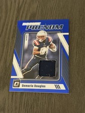 2023 Donruss Optic Rookie Phenoms Blue Hyper Prizm DEMARIO DOUGLAS Patch Card RC. rookie card picture