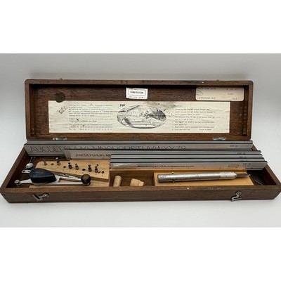Vintage Unitech Type 1 Style 1 Lettering Set No. 3 Drafting Kit with Wood Case