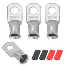 4 Pcs 5/16" Stud 2AWG Battery Lug Ring Terminal with 4pcs Heat Shrink, Silver