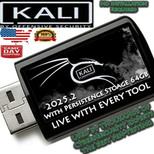 Kali Linux 2025.2 | 64GB Live Bootable USB w/ Persistence | Full Pen-Test Suite