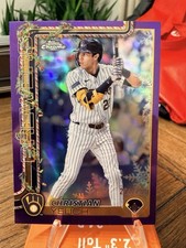 2025 Topps Holiday Christian Yelich #HC25 Chrome Purple Refractor /299 Brewers