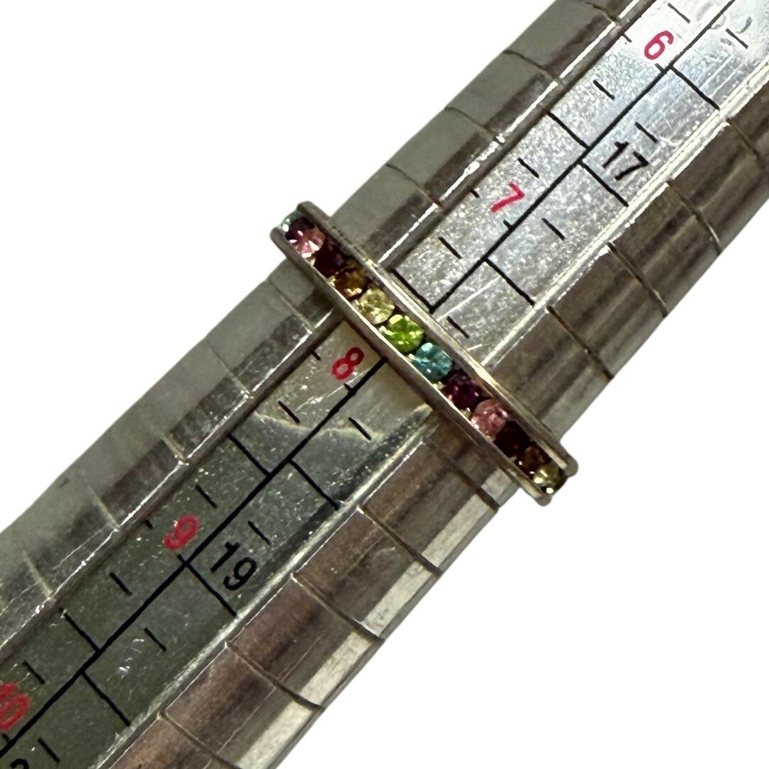 Vibrant Rainbow Multi Gemstone Stacking Eternity … - image 2