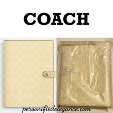 NEW Coach Signature Print Hay Yellow Coated Canvas Leather Notebook Journal