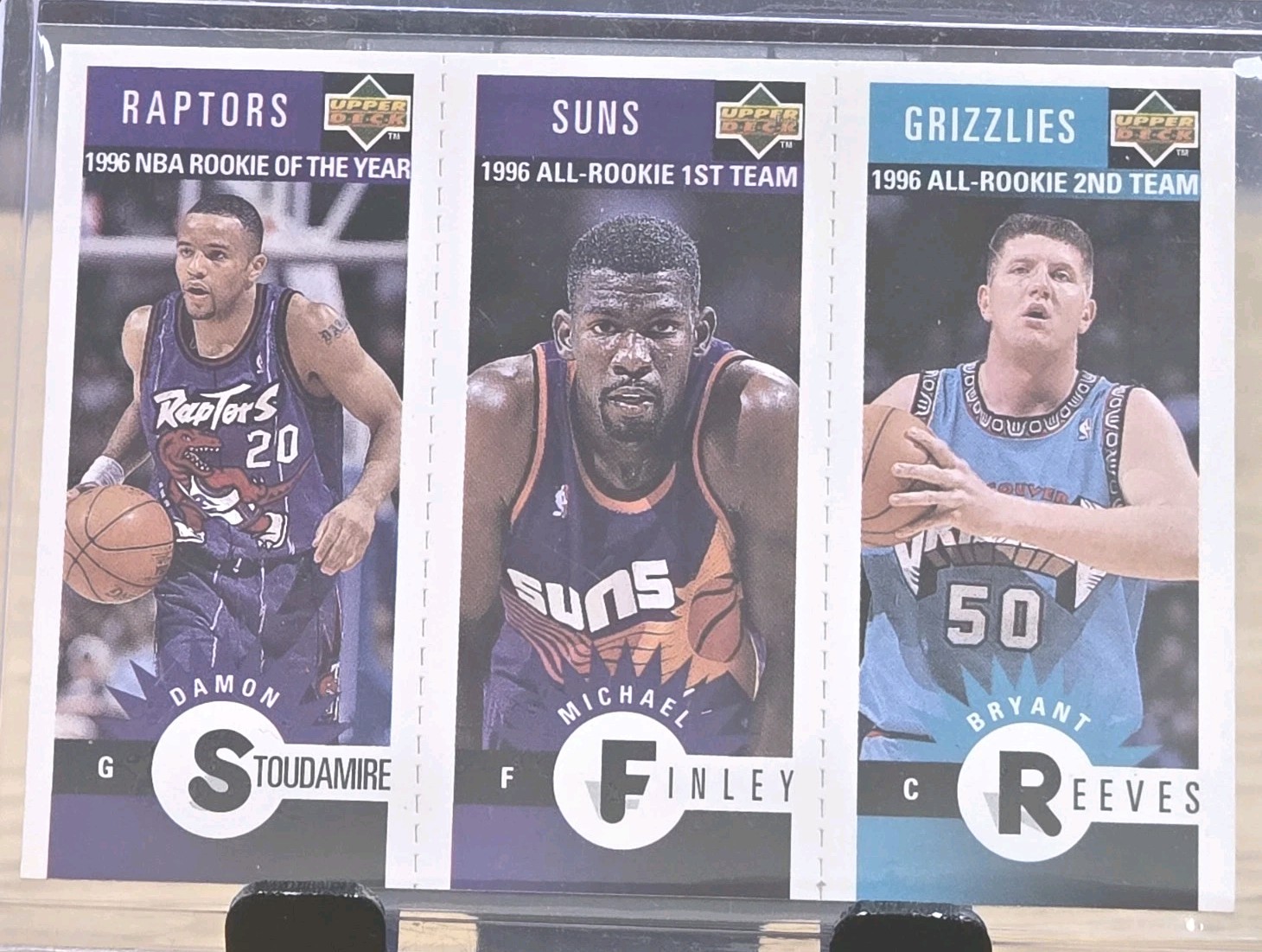 1996 Upper Deck Rookies Damon Stoudamire Michael Finley Bryant Reeves Triple