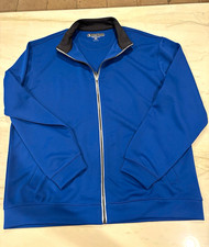 Pebble Beach Performance Men's Full Zip Fleece Track Jacket Pockets Blue XL