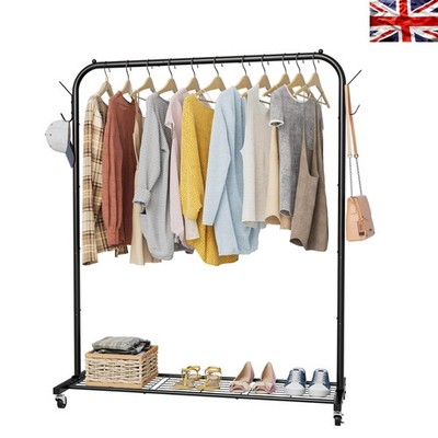 Vielseitiges tragbares Kleiderregal mit Metallregal und Haken - 160 cm hoch
