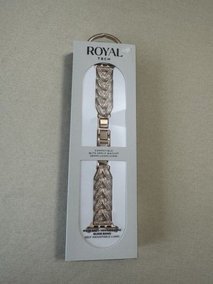 Royal Tech Rose Gold Herringbone Bling Adjustable Apple Watch Band 38, 40, 41mm