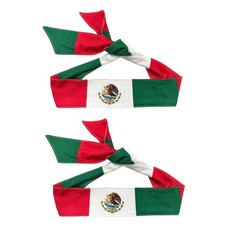 2PCS Mexican Flag Tie Headband National Bandana 2.5 Inch,