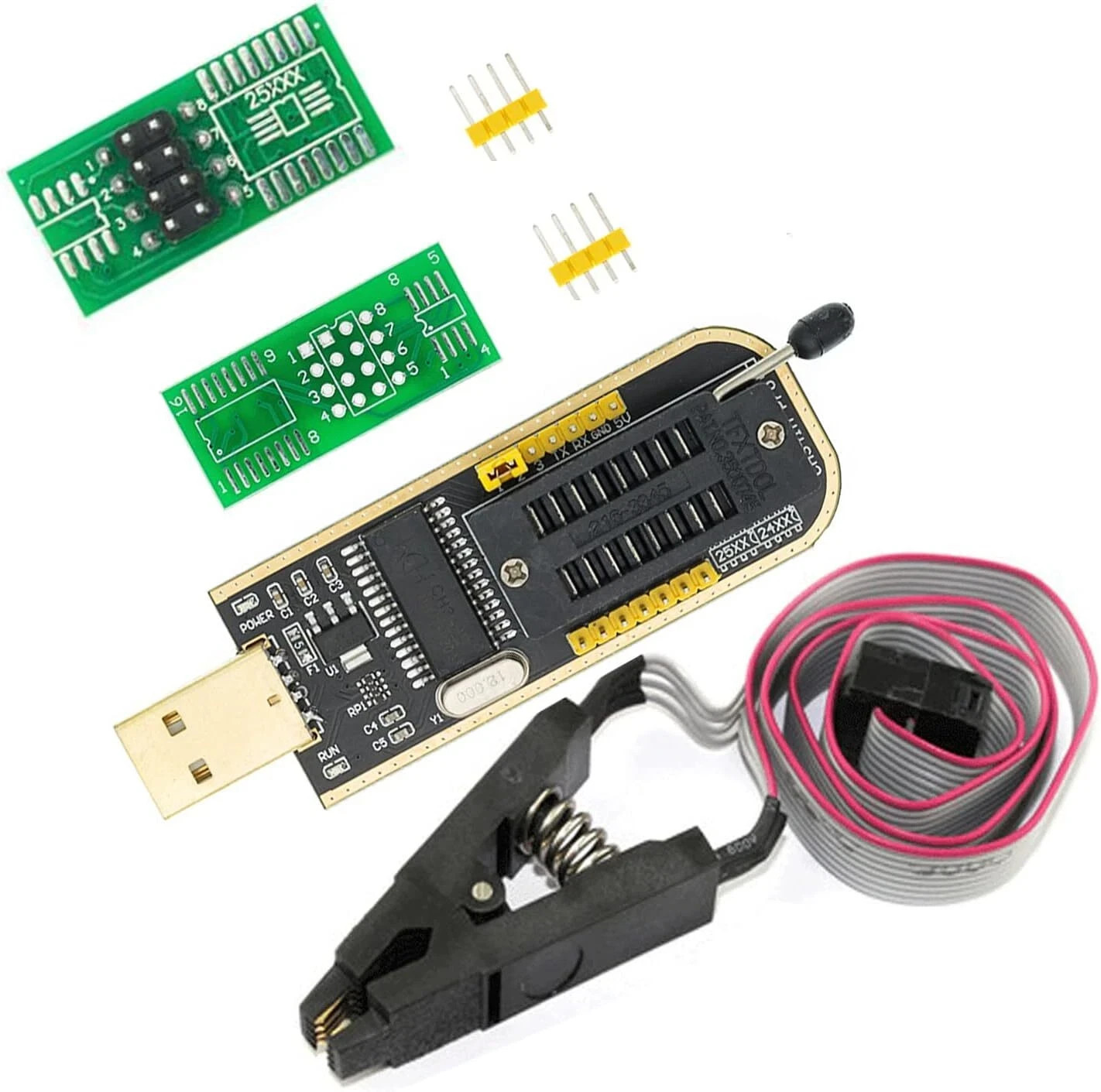 USB Programmer CH341A 24 25 Series Flash Module with SOIC8 SOP8 Test Clip Flash