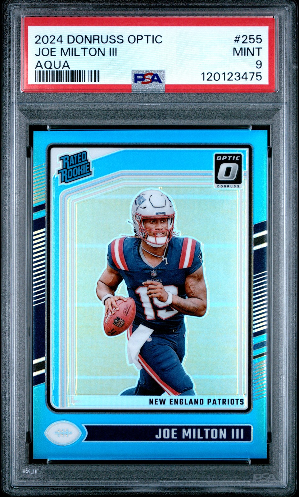 2024 PANINI DONRUSS OPTIC AQUA #255 JOE MILTON III 42/299 PSA 9