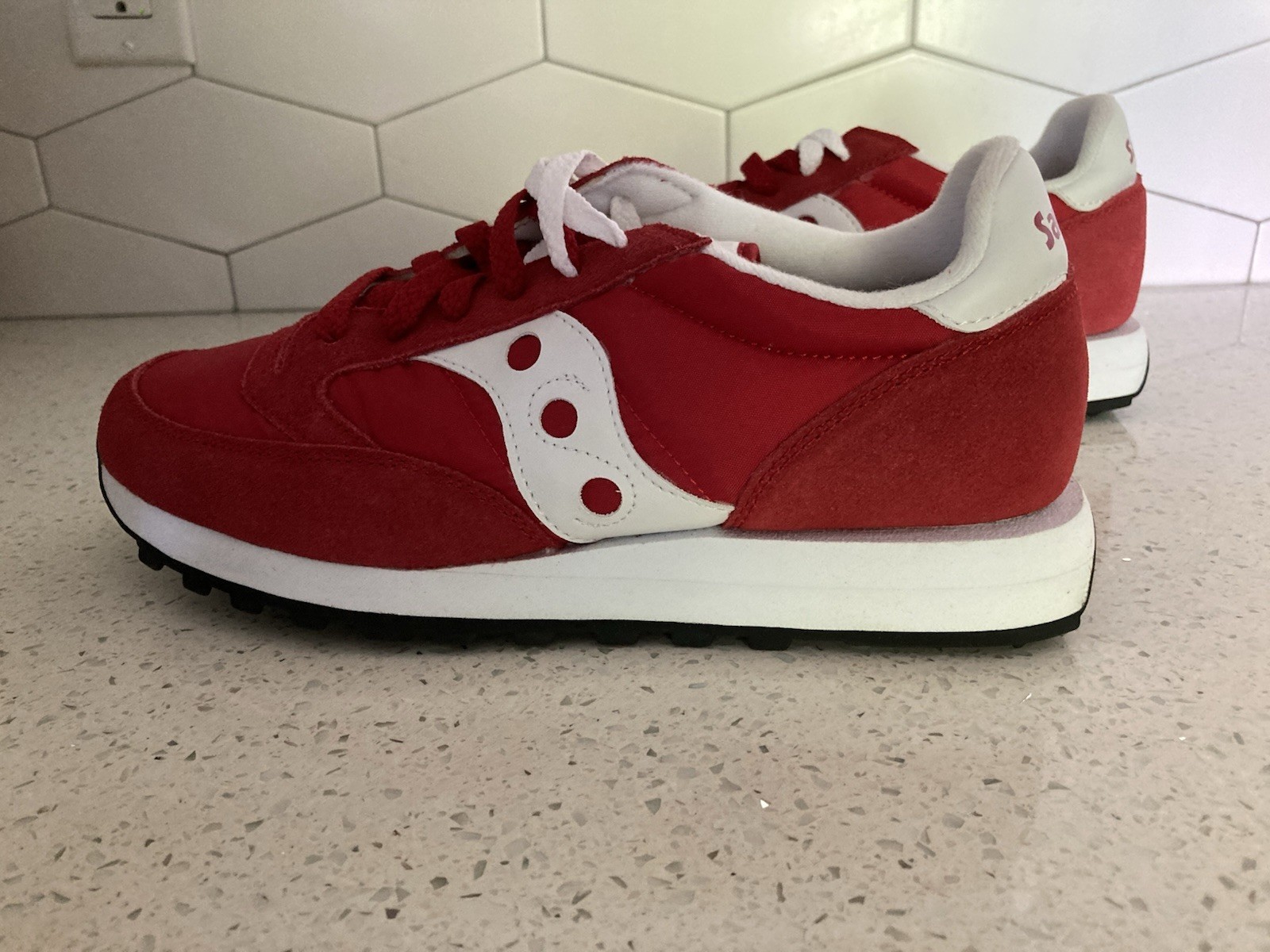Size 9.5 Saucony Jazz Women's Athletic Shoes Sneaker Red White Lace Up 1044-151  thumbnail 4