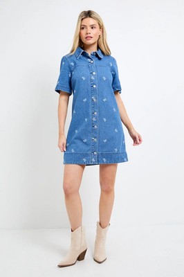 Dorothy Perkins Mid Wash Minikleid Damen Tageskleider Kleider