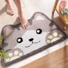 Cute Cat Bath Mat, Plush Microfiber Bathroom Rug Water Absorbent Bath Rug Non...