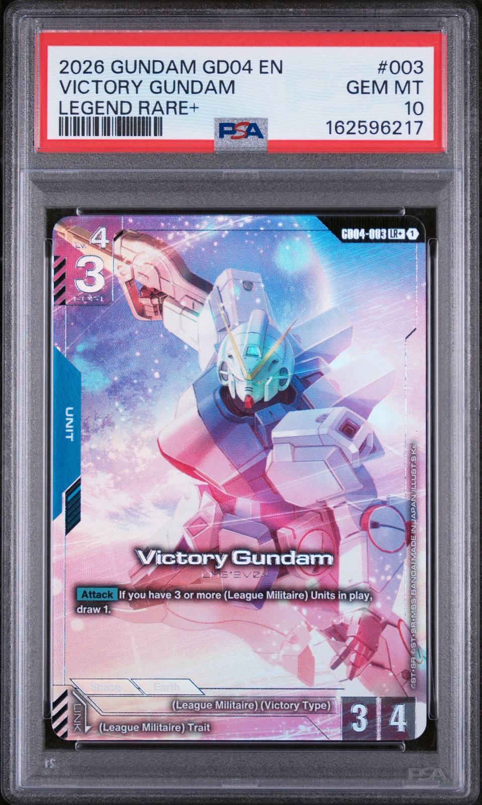 2026 GUNDAM GD04-PHANTOM ARIA LEGEND RARE+ #003 VICTORY GUNDAM PSA 10