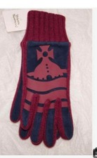 Vivienne Westwood Gloves Red  Navy Wool Touchscreen Compatible Orb Logo Japan