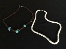 Lot of Two Vintage 1970’s Necklaces 1 Puka Shell and 1 Heishi Bead/Turquoise