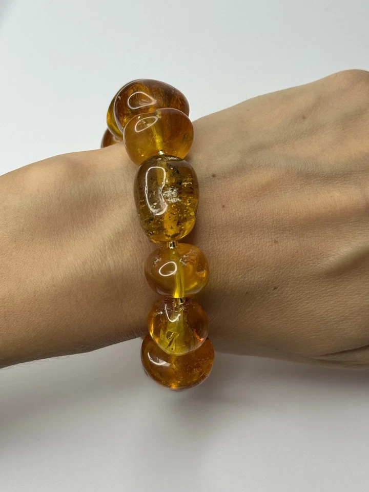 Pulsera GENUINA Vintage ÁMBAR BÁLTICO.Pulsera Coñac Ámbar Chip.Joyería Ámbar. Foto 2 de 4