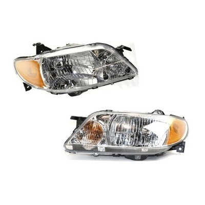Headlight Set 2 for Mazda Protege DX ES LX 01-03 with Bulb Clear Lens