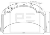 2X PE Automotive Bremstrommel 036.416-00A 325Mm FüR MAN L2000 G90 FOC