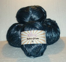 KNITPAL RETRO GLAM METALLIC YARN 4-100 GRAM BALLS TEAL BLUE NOS