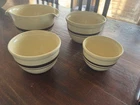 MINT McCoy Brown BANDED Cream Colored nest Mixing Bowls #125 Pint  #129 2 Quart