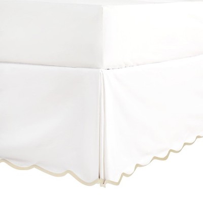 Off-White Chic Full Bed Skirt - Easy Fit Scallop Edge Pleated Bedskirts, 14 I...