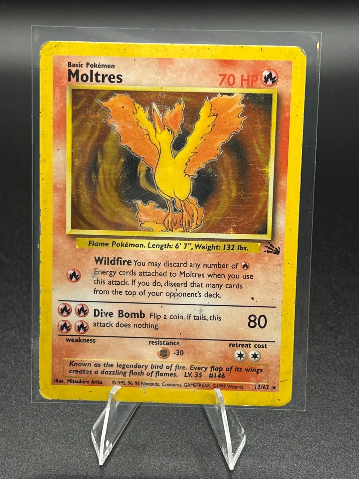 Moltres 12/62 Fossil Holo HP Pokemon Card