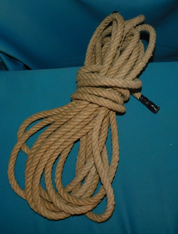 ANCIENNE GRANDE CORDE DE 11m .ø 15mm. POUR MAIN COURANTE RAMPE D'ESCALIER BATEAU - Photo 3/4