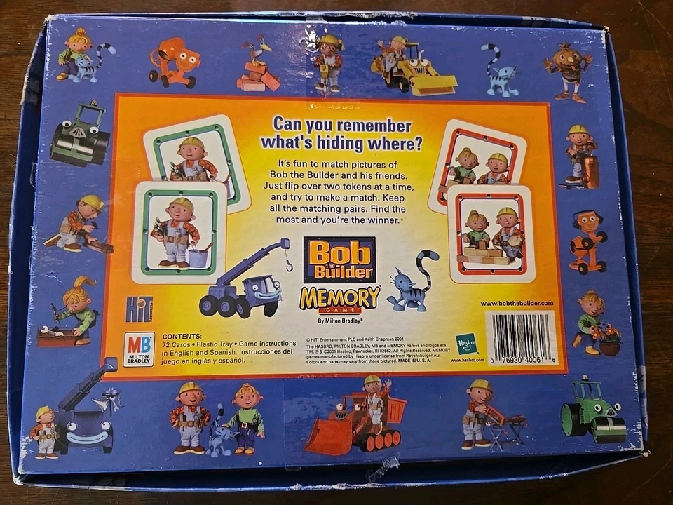 2001 Milton Bradley BOB THE BUILDER Memory Game Hasbro Ages 3 to 6 Complete - Image 4 of 4
