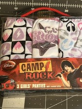Camp Rock 3 Pairs Girls Panties Pink Purple Size 8 Disney Guitars Jonas Demi NEW