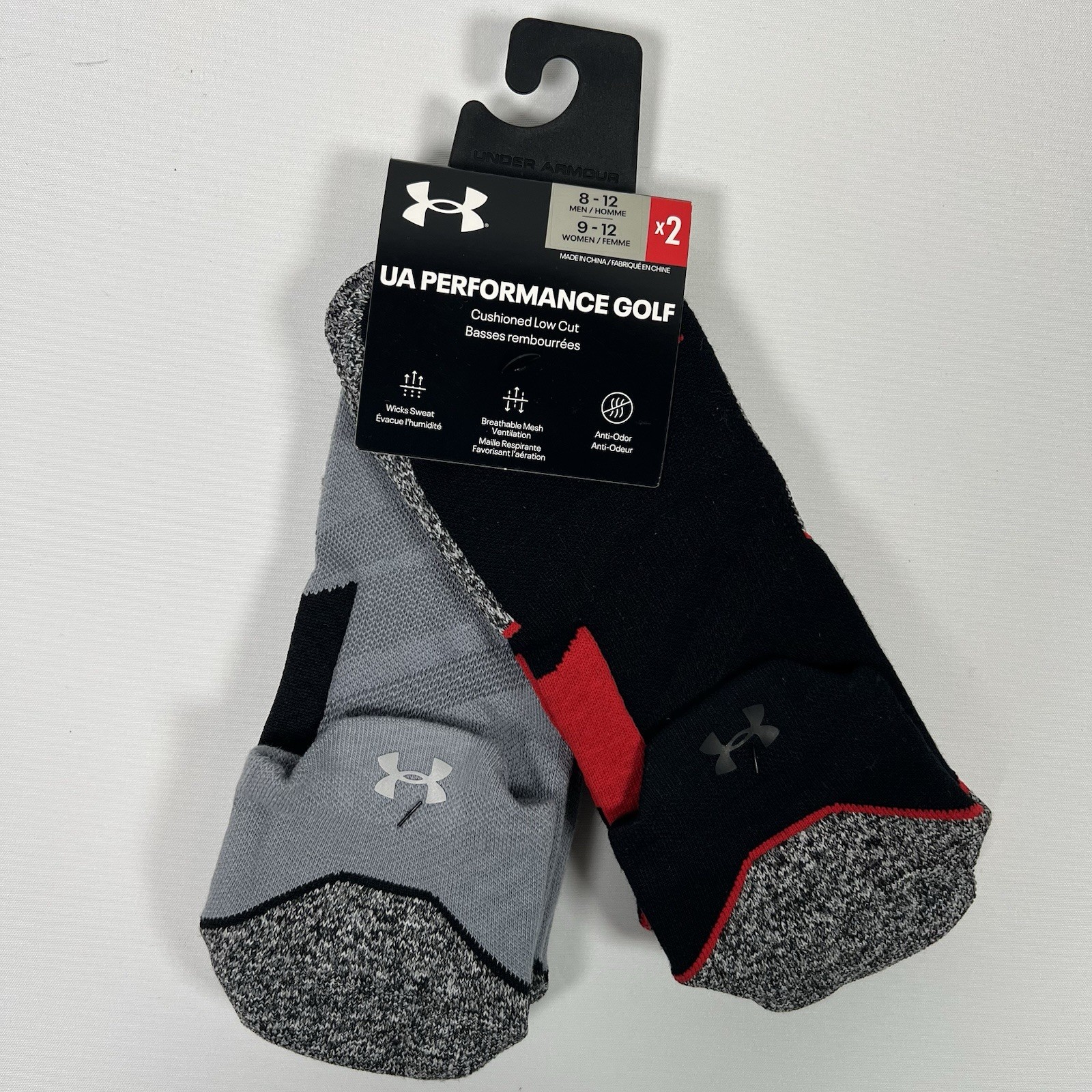 Under Armour UA Performance Golf Cushion No Show Socks (2 Pair) Men’s 8-12 NEW