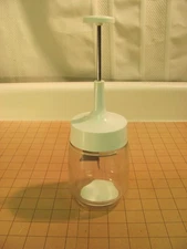 Vintage Gemco Glass Hand Press Nut Food Chopper Dicer White Top Retro USA