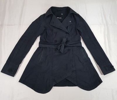BENCH GRÖSSE XS 6UK DAMEN SCHWARZ LEICHTE JACKE TRENCHCOAT MIT GÜRTEL VINTAGE