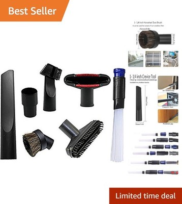 Versatile 1-1/4 Inch Vacuum Brush Kit with Crevice Nozzle for Precision Cleaning